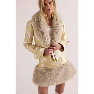 Free People Laluna Faux Fur Mini Skirt